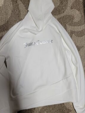 Juicy Couture White Pullover Hoodie with Silver Script